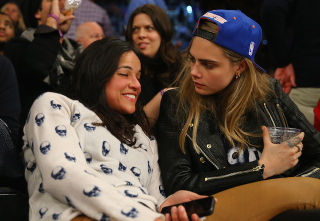 Illustration for article titled Michelle Rodriguez Got Drunk, Made Out With A Model At The Knicks Game